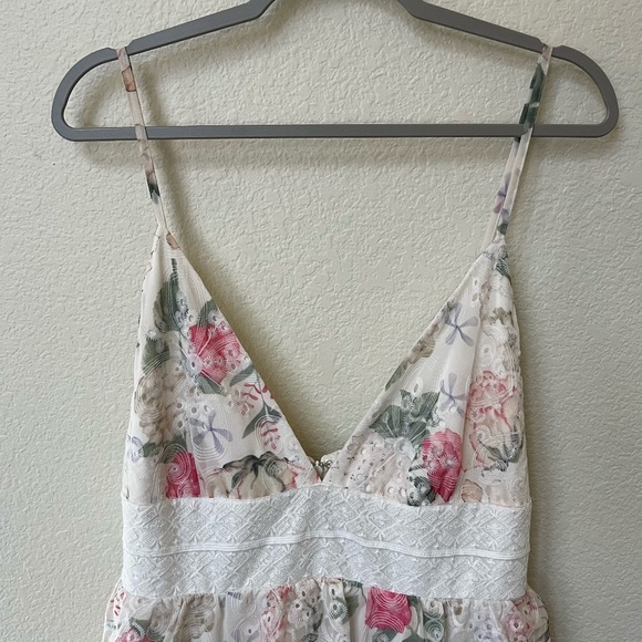 NWT GIANNI BINI | White Wedding Spring Floral Lace Tiered Midi Dress | Size 12 - Picture 6 of 13